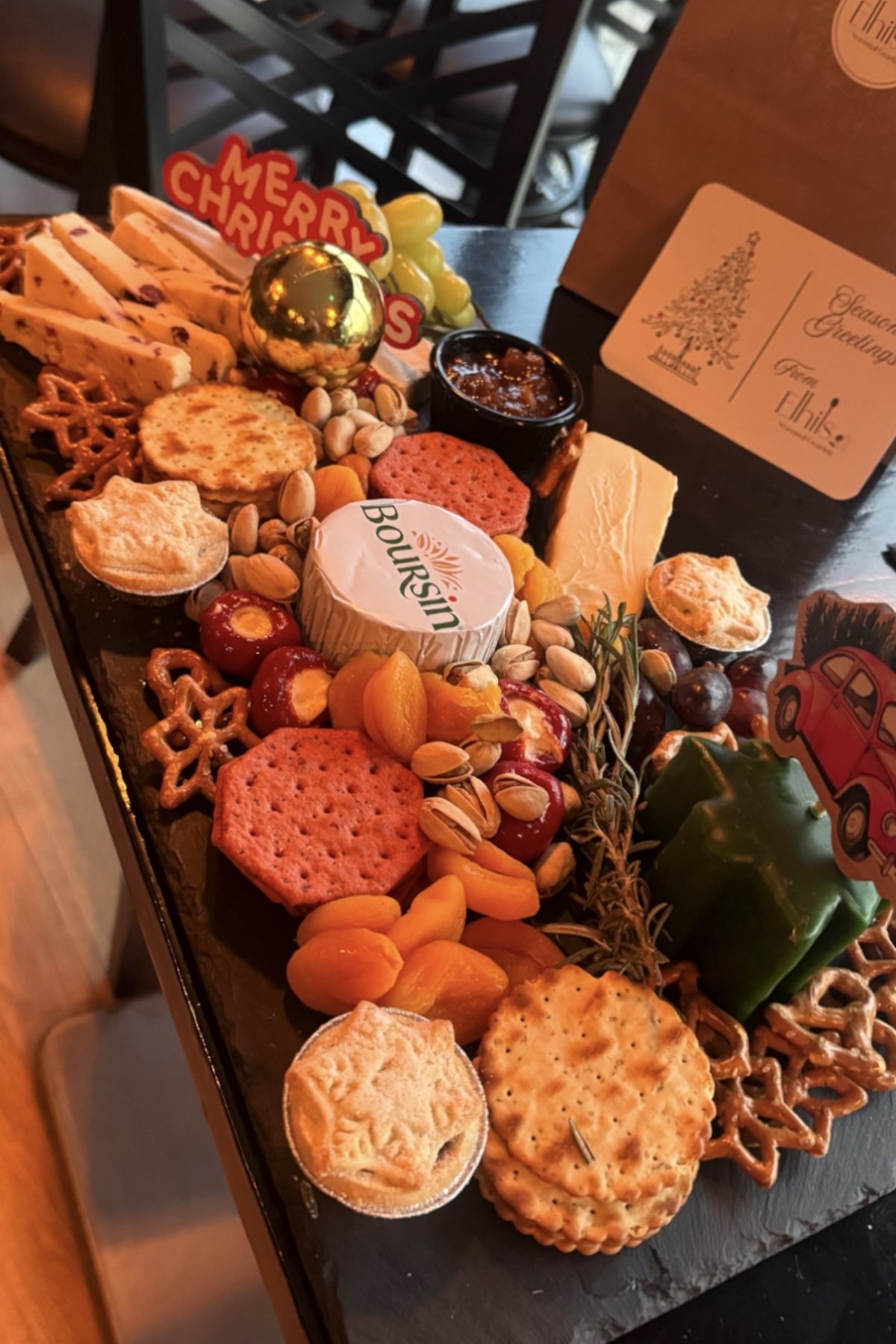 Branded grazing box with cheese, fruit and treats
